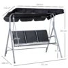 Hollywoodschaukel 3 zits elegante tuinschommel met dak metalen frame zwart zilver 171x108x154cm voor tuin terras 4