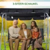 Hollywoodschaukel 3 zits elegante tuinschommel met dak metalen frame zwart zilver 171x108x154cm voor tuin terras 7