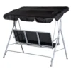 Hollywoodschaukel 3 zits elegante tuinschommel met dak metalen frame zwart zilver 171x108x154cm voor tuin terras 8