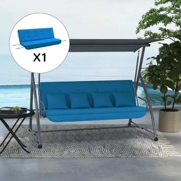 Hollywoodschommel 170cm met kussenset, stoelkussen, schommelkussen, tuinkussen, rugkussen, zij kussens in blauw 2