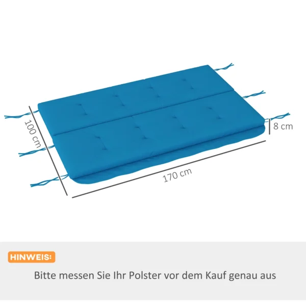 Hollywoodschommel 170cm met kussenset, stoelkussen, schommelkussen, tuinkussen, rugkussen, zij kussens in blauw 4