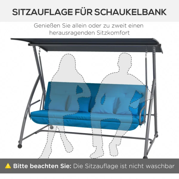 Hollywoodschommel 170cm met kussenset, stoelkussen, schommelkussen, tuinkussen, rugkussen, zij kussens in blauw 7