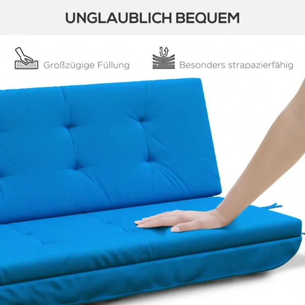 Hollywoodschommel 170cm met kussenset, stoelkussen, schommelkussen, tuinkussen, rugkussen, zij kussens in blauw 8