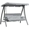 Hollywoodschommel tuinschommel schommel schommelbank met ligfunctie, 3 zitter, metaal+polyester, wit, 209 x 114 x 170 cm 1