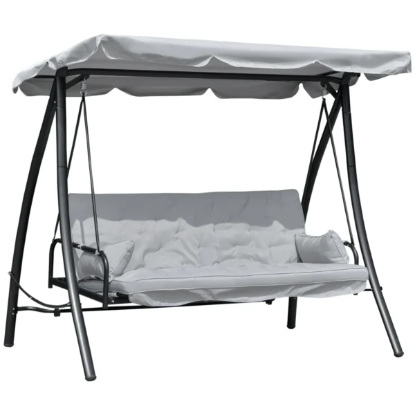 Hollywoodschommel tuinschommel schommel schommelbank met ligfunctie, 3 zitter, metaal+polyester, wit, 209 x 114 x 170 cm 1