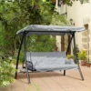 Hollywoodschommel tuinschommel schommel schommelbank met ligfunctie, 3 zitter, metaal+polyester, wit, 209 x 114 x 170 cm 2