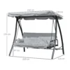 Hollywoodschommel tuinschommel schommel schommelbank met ligfunctie, 3 zitter, metaal+polyester, wit, 209 x 114 x 170 cm 4