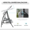 Hollywoodschommel tuinschommel schommel schommelbank met ligfunctie, 3 zitter, metaal+polyester, wit, 209 x 114 x 170 cm 6