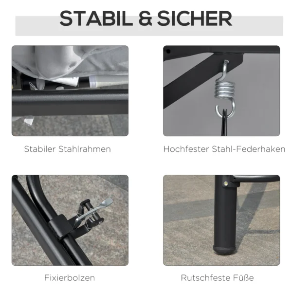 Hollywoodschommel tuinschommel schommel schommelbank met ligfunctie, 3 zitter, metaal+polyester, wit, 209 x 114 x 170 cm 7