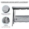 Hollywoodschommel tuinschommel schommel schommelbank met ligfunctie, 3 zitter, metaal+polyester, wit, 209 x 114 x 170 cm 8