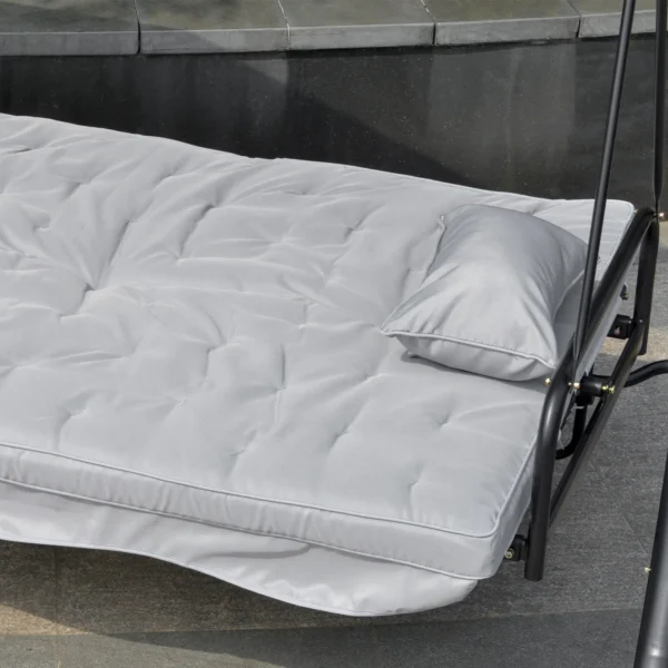 Hollywoodschommel tuinschommel schommel schommelbank met ligfunctie, 3 zitter, metaal+polyester, wit, 209 x 114 x 170 cm 9