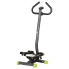 Hometrainer stepper fitness swing stepper met lcd display & handgrepen tot 100 kg, staal abs, grijs & groen, compact 55 x 44 x 108 cm 1