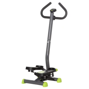 Hometrainer stepper fitness swing stepper met lcd display & handgrepen tot 100 kg, staal abs, grijs & groen, compact 55 x 44 x 108 cm 1
