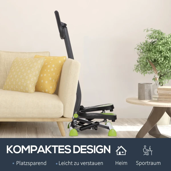 Hometrainer stepper fitness swing stepper met lcd display & handgrepen tot 100 kg, staal abs, grijs & groen, compact 55 x 44 x 108 cm 8