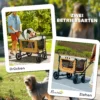 Hondenwagen opvouwbare hondenbuggy voor honden & katten tot 30 kg kattenbuggy met kussen, netvensters, 2 deuren, opbergtas, kattenwagen buggy bruin 5