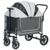 Hondenwagen opvouwbare hondenbuggy voor honden & katten tot 30 kg kattenbuggy met kussen, netvensters, 2 deuren, opbergtas, kattenwagen buggy donkergrijs 1