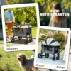 Hondenwagen opvouwbare hondenbuggy voor honden & katten tot 30 kg kattenbuggy met kussen, netvensters, 2 deuren, opbergtas, kattenwagen buggy donkergrijs 5