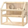Houten hamsterkooi met 3 verdiepingen nagarium knaagdierkooi kleine dierenkooi met opklapbaar deksel loopwiel en accessoires, kleine dierenstal houten kooi kooi voor hamsters dwerg hamsters 80 x 50 x 76 cm natuurhout 1