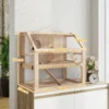Houten hamsterkooi met 3 verdiepingen nagarium knaagdierkooi kleine dierenkooi met opklapbaar deksel loopwiel en accessoires, kleine dierenstal houten kooi kooi voor hamsters dwerg hamsters 80 x 50 x 76 cm natuurhout 4