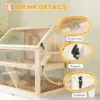 Houten hamsterkooi met 3 verdiepingen nagarium knaagdierkooi kleine dierenkooi met opklapbaar deksel loopwiel en accessoires, kleine dierenstal houten kooi kooi voor hamsters dwerg hamsters 80 x 50 x 76 cm natuurhout 9