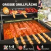 Houtskoolgrill van roestvrij staal, verrijdbare grillwagen met deksel, thermometer, grillrooster, wielen, handvat, verstelbare kolenpan, houtskoolgrillwagen met houten opslag, bbq smoker voor camping, tuin 112x58x107cm 5