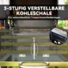 Houtskoolgrill van roestvrij staal, verrijdbare grillwagen met deksel, thermometer, grillrooster, wielen, handvat, verstelbare kolenpan, houtskoolgrillwagen met houten opslag, bbq smoker voor camping, tuin 112x58x107cm 6