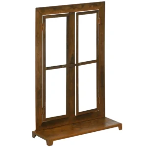Ijzeren raam edelroest roedenraam 55x80cm met drempel & grendel rustiek bruin voor tuindecoratie 1