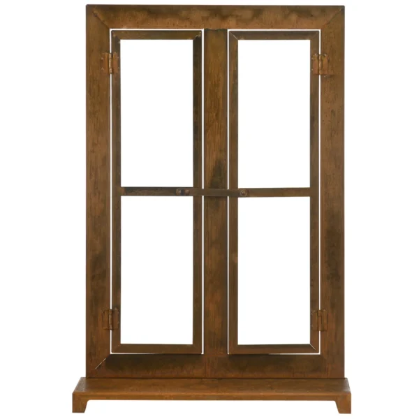 Ijzeren raam edelroest roedenraam 55x80cm met drempel & grendel rustiek bruin voor tuindecoratie 8