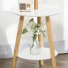 Kapstok met 5 kledinghaken & bijzettafel, 171 cm hoog, natuur+ wit 10