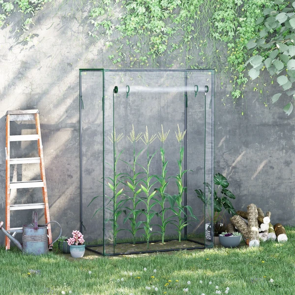 Kas broeikas tomatenkas 100x50x150cm met oprolbare deur, staal & kunststof, transparant voor plantenteelt 2
