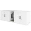 Kattenbak kast kattenhuis met deur scheidingswand kattentoilet kattenkast voor grote katten bijzettafel kattenhol 145 x 49 x 51 cm wit 1