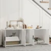 Kattenbak kast kattenhuis met deur scheidingswand kattentoilet kattenkast voor grote katten bijzettafel kattenhol 145 x 49 x 51 cm wit 2