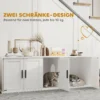 Kattenbak kast kattenhuis met deur scheidingswand kattentoilet kattenkast voor grote katten bijzettafel kattenhol 145 x 49 x 51 cm wit 6
