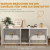 Kattenbak kast kattenhuis met deur scheidingswand kattentoilet kattenkast voor grote katten bijzettafel kattenhol 145 x 49 x 51 cm wit 7