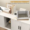 Kattenbak kast kattenhuis met deur scheidingswand kattentoilet kattenkast voor grote katten bijzettafel kattenhol 145 x 49 x 51 cm wit 8