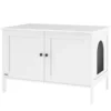 Kattenbak kast kattenhuis met deur scheidingswand kattentoilet kattenkast voor grote katten bijzettafel kattenhol 80 x 51 x 54 cm wit 1