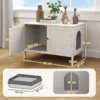 Kattenbak kast kattenhuis met deur scheidingswand kattentoilet kattenkast voor grote katten bijzettafel kattenhol 80 x 51 x 54 cm wit 4