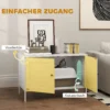 Kattenbak kast kattenhuis met deur scheidingswand kattentoilet kattenkast voor grote katten bijzettafel kattenhol 80 x 51 x 54 cm wit 6