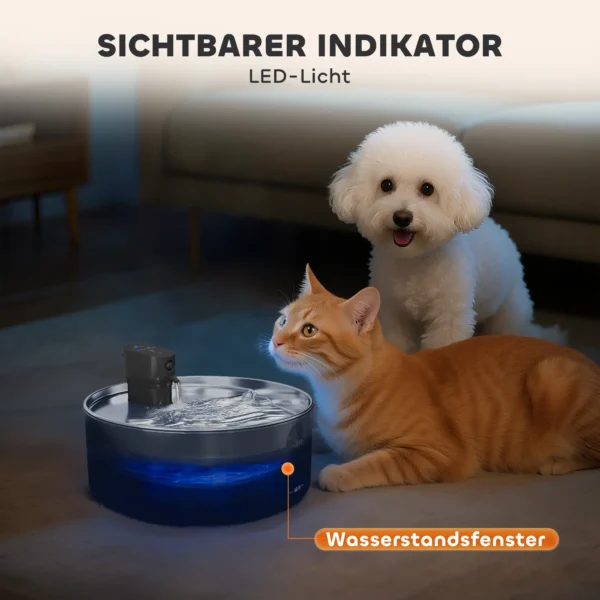 Kattenfontein 7l drinkfontein voor katten met stille pomp led slimme sensor actieve koolstoffilter waterpeilvenster kattendrinkfontein makkelijk schoon te maken, waterfontein voor katten honden 10