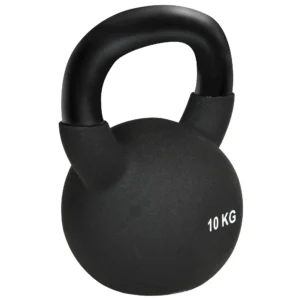 Kettlebell 10 kg gietijzer met neopreen coating, vloervriendelijk, ideaal voor fitness & krachttraining, zwart 1