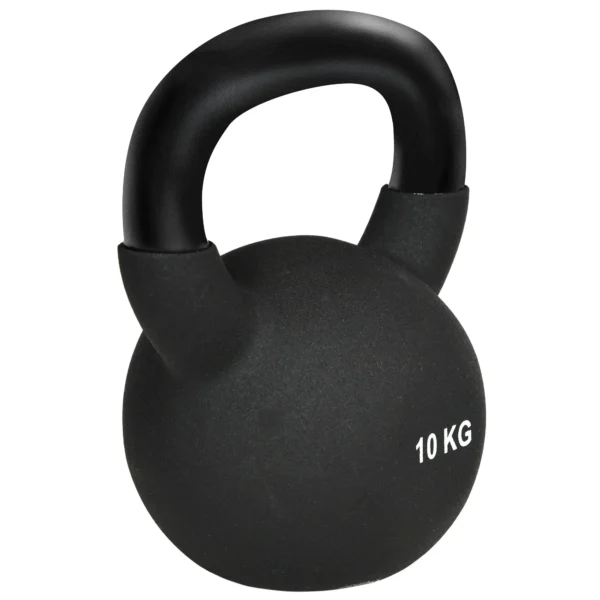 Kettlebell 10 kg gietijzer met neopreen coating, vloervriendelijk, ideaal voor fitness & krachttraining, zwart 1
