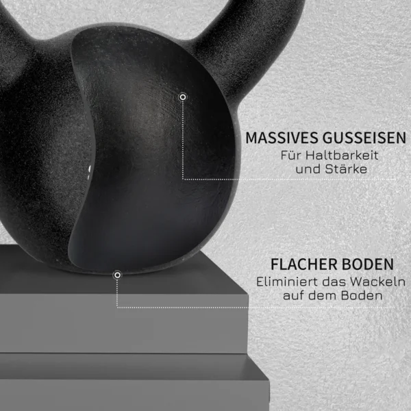 Kettlebell 10 kg gietijzer met neopreen coating, vloervriendelijk, ideaal voor fitness & krachttraining, zwart 7