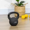 Kettlebell 10 kg gietijzer met neopreen coating, vloervriendelijk, ideaal voor fitness & krachttraining, zwart 9