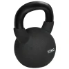 Kettlebell 12 kg gietijzer met neopreen coating vloervriendelijk, zwarte swing gewicht voor fitness & workout 1