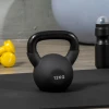 Kettlebell 12 kg gietijzer met neopreen coating vloervriendelijk, zwarte swing gewicht voor fitness & workout 8