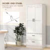 Keukenkast, hoge kast met verstelbare planken, 2 lades, keukenbuffet voor eetkamer, woonkamer, 75 x 39 x 178 cm, crèmewit 8