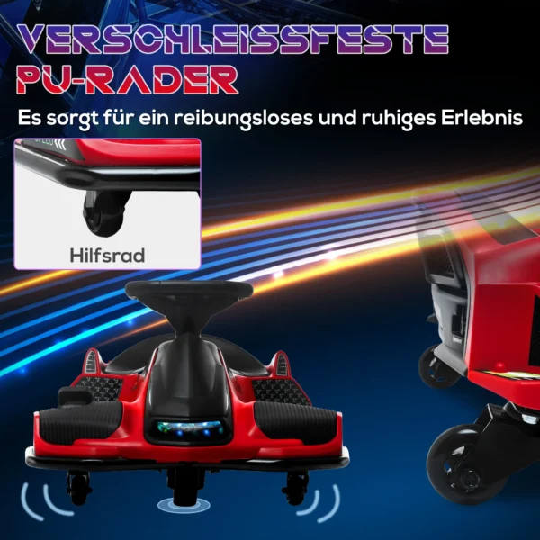 Kinder elektrische kart 12 v 3 8km/h drift kart met driftmodus, langzame start, go kart met lichtjes muziek, veiligheidsgordel kinderrijtuig voor 8 12 jaar kinderen rood 7