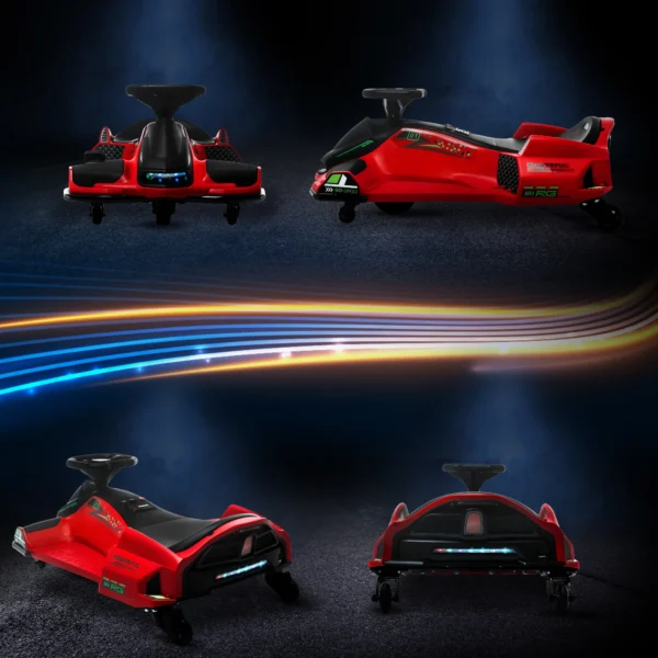 Kinder elektrische kart 12 v 3 8km/h drift kart met driftmodus, langzame start, go kart met lichtjes muziek, veiligheidsgordel kinderrijtuig voor 8 12 jaar kinderen rood 9
