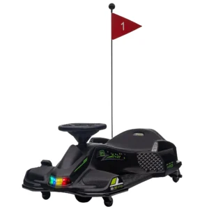 Kinder elektrische kart 12 v 3 8km/h drift kart met driftmodus, langzame start, go kart met lichtjes muziek, veiligheidsgordel kinderrijtuig voor 8 12 jaar kinderen zwart 1