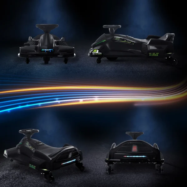 Kinder elektrische kart 12 v 3 8km/h drift kart met driftmodus, langzame start, go kart met lichtjes muziek, veiligheidsgordel kinderrijtuig voor 8 12 jaar kinderen zwart 9